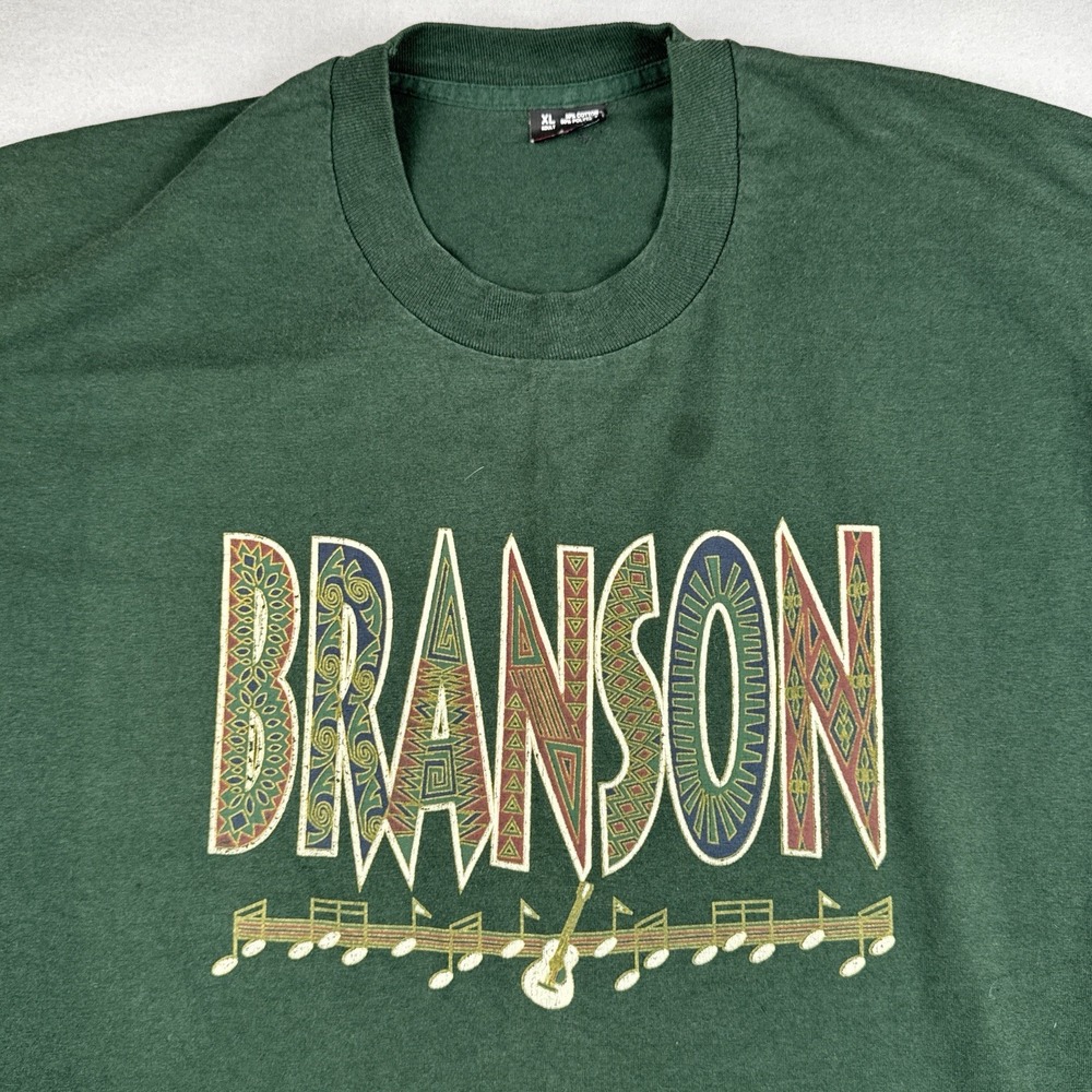 Vintage 90s Branson Missouri Music T Shirt XL Green Single Stitch USA Made